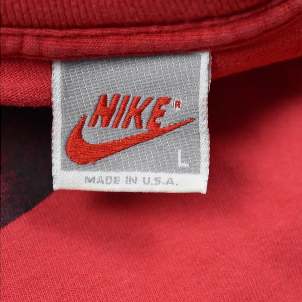 90s Vintage Nike Air Shirt Men's Large Red Cotton Knit Thrashed Faded Grunge USA - Picture 7 of 12